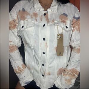 POL Cream Shacket with Peach and Lavender Wash